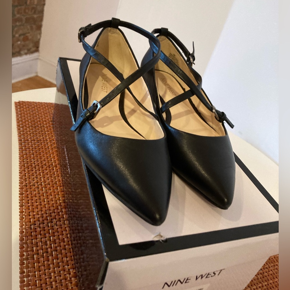 Nine West Black Flats with Straps